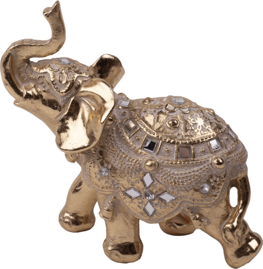 IRIS műgyanta indiai elefánt szobor lakásdekoráció 13,5cm - Arany