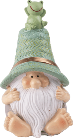 Iris dekor műgyanta rózsaszín szakállas törpe figura 11,8cm - Zöld