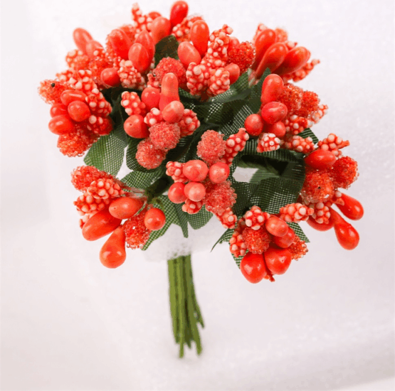 Iris dekor bogyós csokor művirág 9cm - Többféle