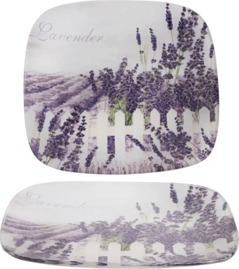 Iris Levendula mintás üveg tál 20cm - Lila/Mintás