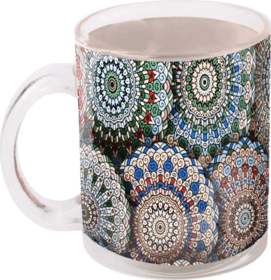 Iris Mandala mintás üveg bögre 9,7cm - Mintás Iris Mandala mintás üveg bögre 9,7cm - Mintás