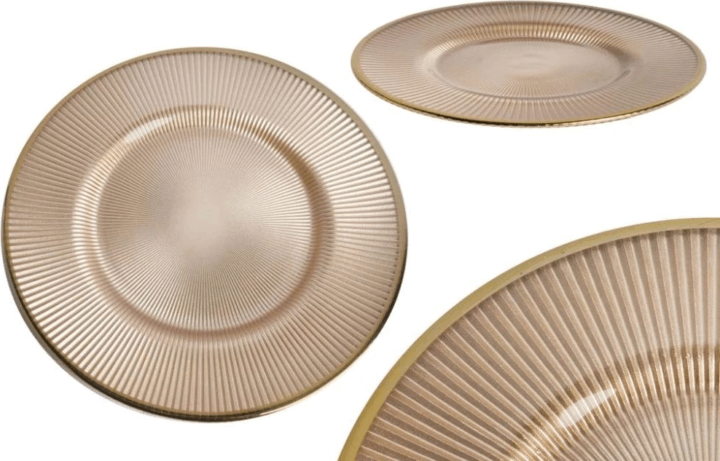 Iris Bordás üveg tányér 27x1,7cm - Arany Iris Bordás üveg tányér 27x1,7cm - Arany