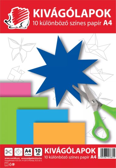 ICO Süni A4 Kivágólap készlet - Vegyes színek (10 lap / csomag)