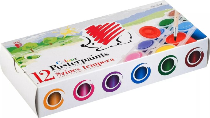 ICO Süni 12 színű Tégelyes tempera készlet - Vegyes színek