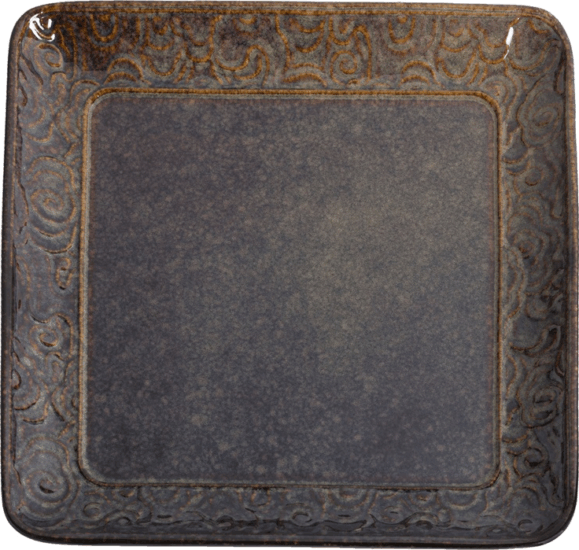 Iris Virág mintás kerámia tányér 21,7cm - Kék/Barna