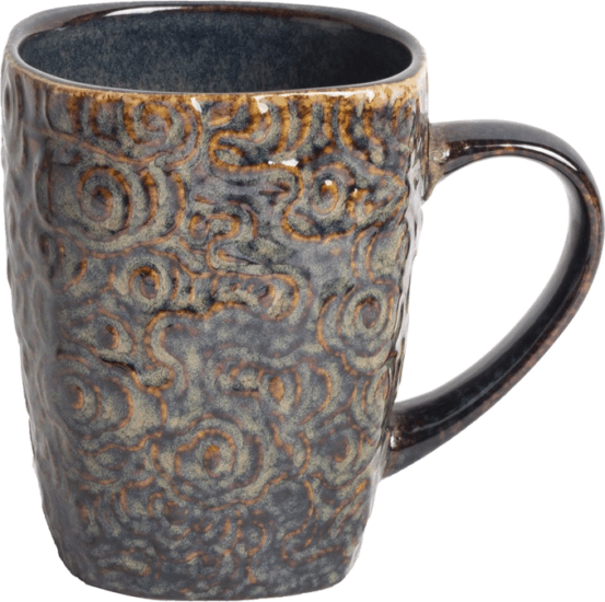 Iris Virág mintás kerámia bögre 400ml - Kék/Barna Iris Virág mintás kerámia bögre 400ml - Kék/Barna