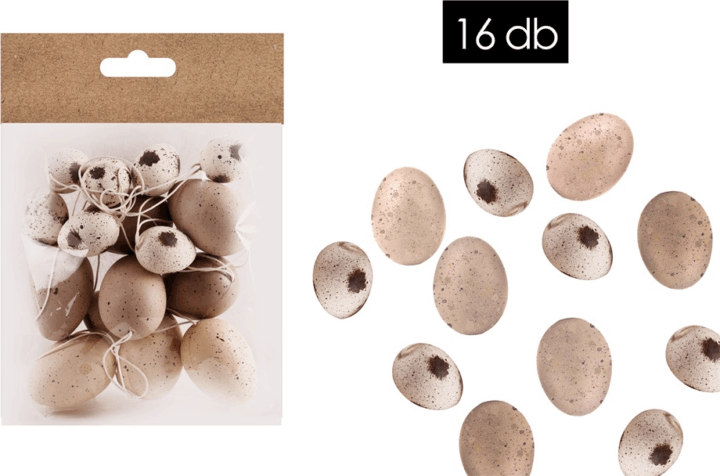 Iris műanyag dekor tojás 3x4/4x6cm - Natúr (16db/csomag)
