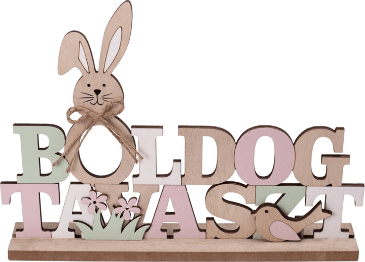 Iris Fa boldog tavasz felirat nyúllal lakásdekoráció 28x18cm