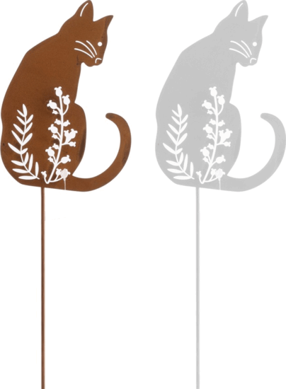 Iris dekor fém beszúró cica dekoráció/növénytámasz szett 7x10/35cm (2db/csomag)