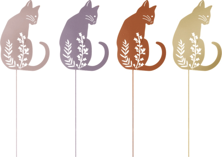 Iris dekor fém beszúró cica dekoráció/növénytámasz szett 7x10/35cm (4db/csomag)