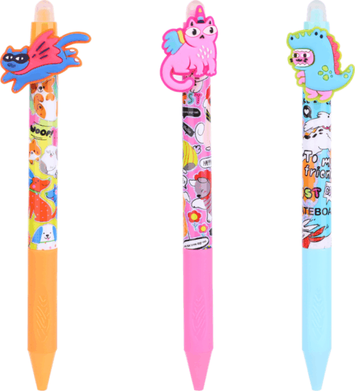 Nebulo Radírozható nyomógombos zselés toll (Kék tinta / 0,7mm) - Jelmezes macskák