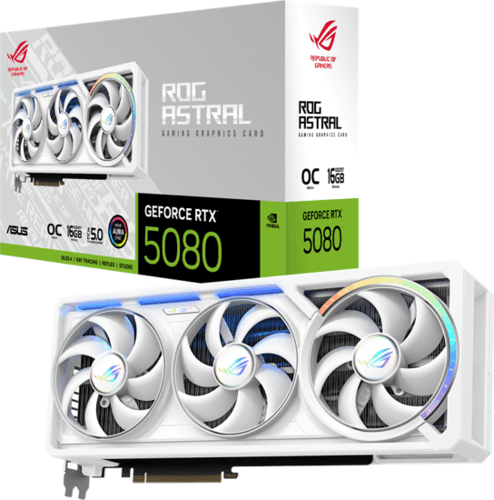 Asus GeForce RTX 5080 16GB GDDR7 RoG Astral OC Videókártya - Fehér