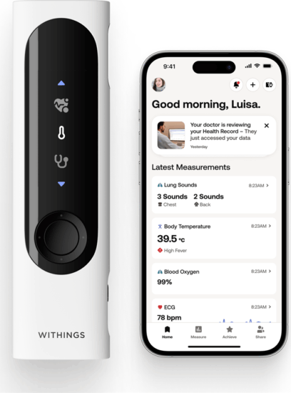 Withings SCT02-02 BeamO 4 az 1-ben Okos Érintésmentes lázmérő - Fehér