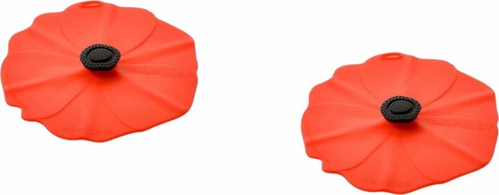 Charles Viancin 2905EU Poppy Szilikon Pohár tető készlet 11,5 cm 2 darab - Piros Pipacs forma