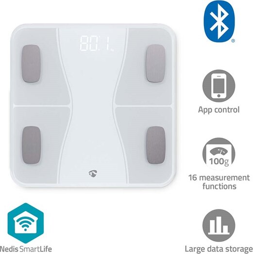 Nedis Smart Life Smart Digitális Személymérleg Max 180kg - Fehér Nedis Smart Life Smart Digitális Személymérleg Max 180kg - Fehér