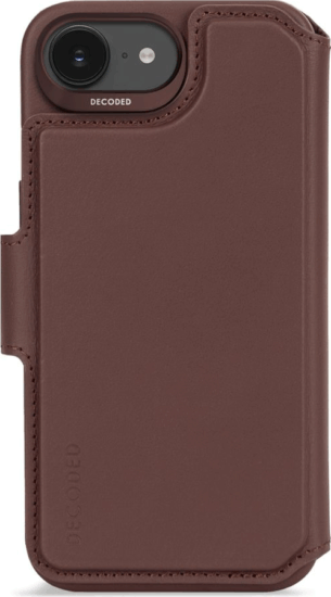 Decoded Apple iPhone 16E Bőr Flip telefon tok - Barna