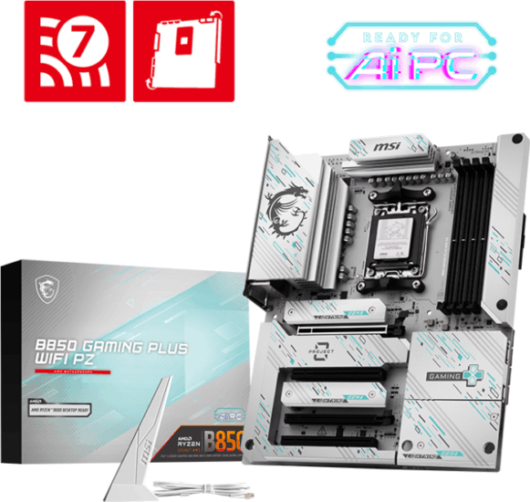 MSI B850 Gaming Plus WiFi PZ DDR5 AMD AM5 ATX Alaplap