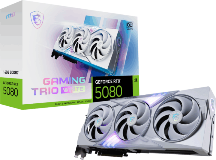 MSI GeForce RTX 5080 16GB GDDR7 Gaming Trio OC Videókártya - Fehér