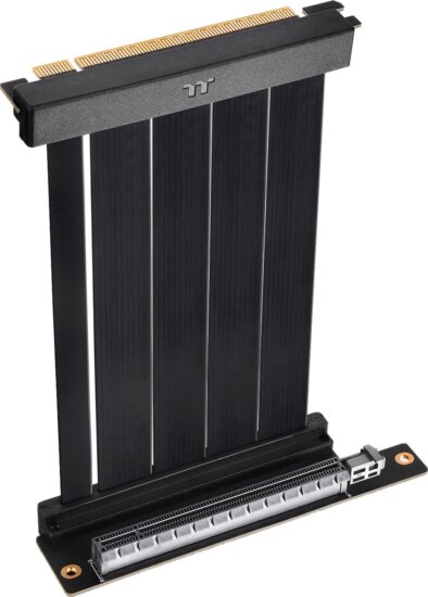 Thermaltake PCI-E 4.0 Dual 90 Degree Riser Kábel Adapter 13 cm - Fekete