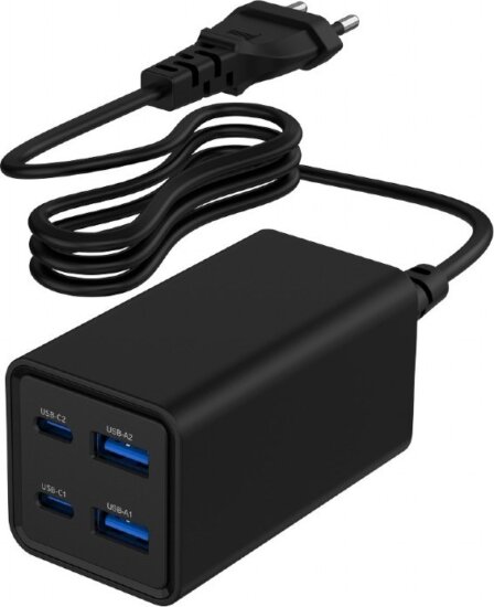 Gembird 2A2C 2xUSB-A / 2xUSB-C Hálózati Gyorstöltő Adapter 65W - Fekete