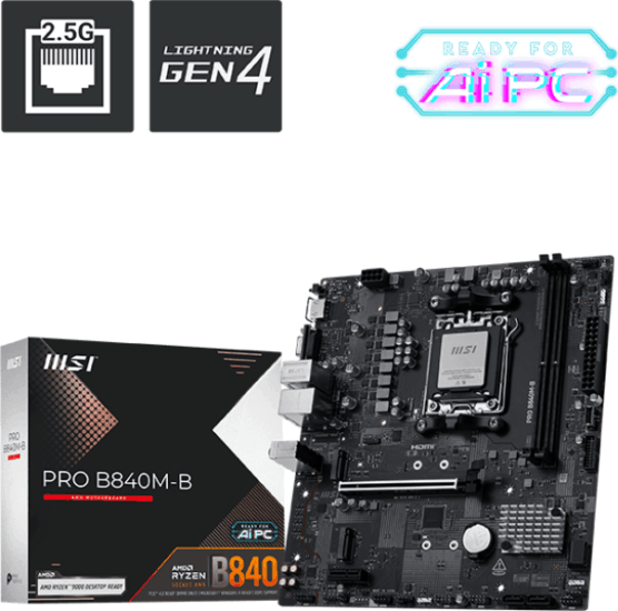 MSI B840M-B Pro DDR5 AMD AM5 MicroATX Alaplap