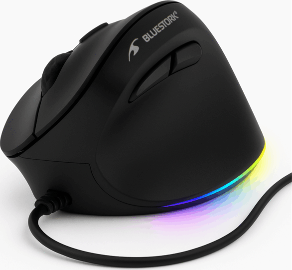Bluestork M-W-ERGO-LUMI Vezetékes Ergonómikus Egér - Fekete