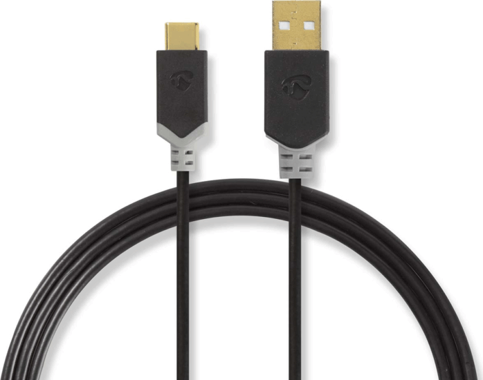 Nedis CCBW60601AT20 USB-A apa - USB-C apa 2.0 Adat és töltő kábel 2m - Fekete