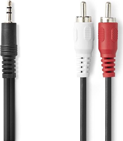 Nedis CAGL22200BK20 3.5mm Jack Sztereó apa - 2X RCA apa kábel 2m - Fekete Nedis CAGL22200BK20 3.5mm Jack Sztereó apa - 2X RCA apa kábel 2m - Fekete