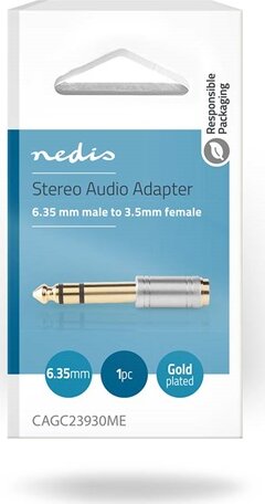 Nedis CAGC23930ME 6.35mm Sztereó Jack apa - 3.5mm Jack anya Átalakító Adapter - Ezüst