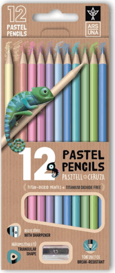 Ars Una Pasztell Háromszögletű színes ceruza készlet (12 db / csomag) - Vegyes színek