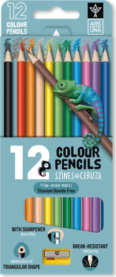 Ars Una Háromszögletű színes ceruza készlet (12 db / csomag) - Vegyes színek