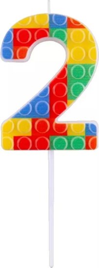 Építőkocka mintás számos gyertya - 2