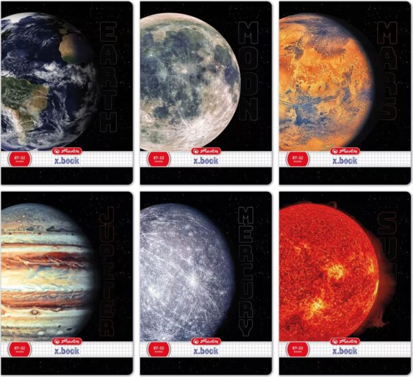 Herlitz Bolygó mintás 32 lapos A4 négyzetrácsos füzet - Többféle