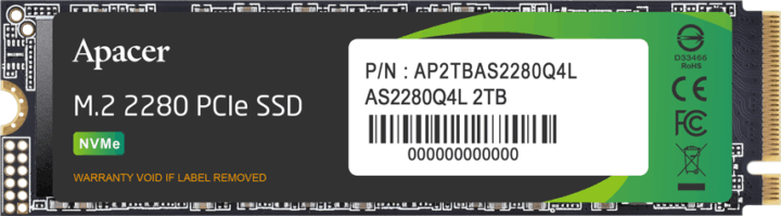 Apacer 256GB AS2280Q4L Gen4 x4NVMe PCIe M.2 SSD Apacer 256GB AS2280Q4L Gen4 x4NVMe PCIe M.2 SSD