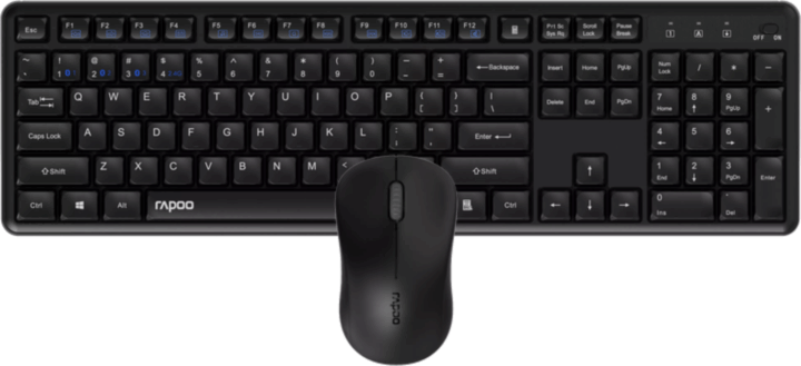 Rapoo 8150M Wireless RF + Bluetooth Silent Billentyűzet + Egér ENG (Amerikai - Fekete)