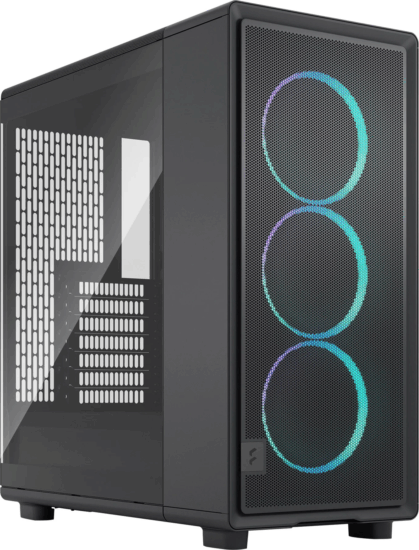Fractal Design Epoch TG RGB Midi Torony Számítógépház + 3db 120mm RGB ventilátor - Fekete