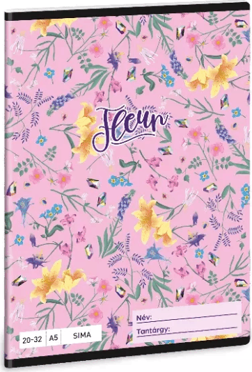 Ars Una Fleur 32 lapos A5 sima füzet - Virágmintás