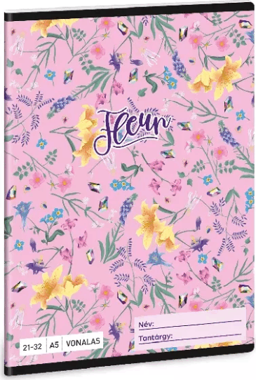 Ars Una Fleur 32 lapos A5 vonalas füzet 4. osztálytól - Virágmintás