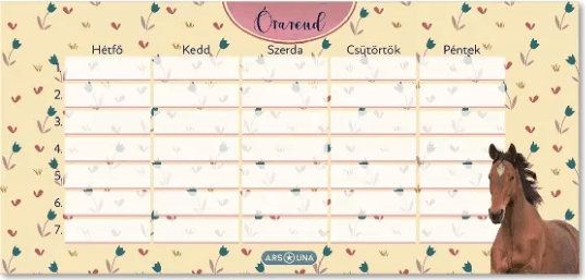 Ars Una Wild and Free Egylapos lovacska mintás órarend