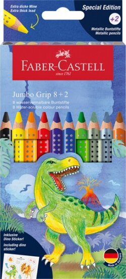 Faber-Castell Jumbo Grip Dinoszaurusz háromszögletű Színes ceruza készlet (8+2 db / csomag)