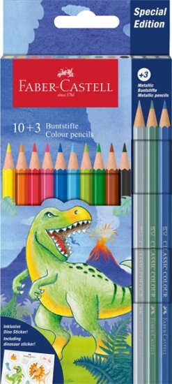Faber-Castell Jumbo Grip Dinoszaurusz hatszögletű Színes ceruza készlet (10+3 db / csomag)