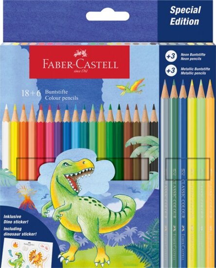 Faber-Castell Jumbo Grip Dinoszaurusz hatszögletű Színes ceruza készlet (18+6 db / csomag)