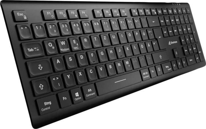 Sharkoon OfficePal K30W Wireless Gumibevonatos Slim Billentyűzet DE - Fekete