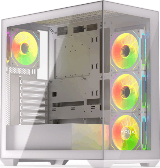 Krux Exo Midi Torony Számítógépház + 4db 120mm ventilátor - Fehér