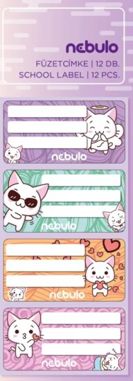 Nebuló Cica Füzetcímke (12 db / csomag) - Mintás