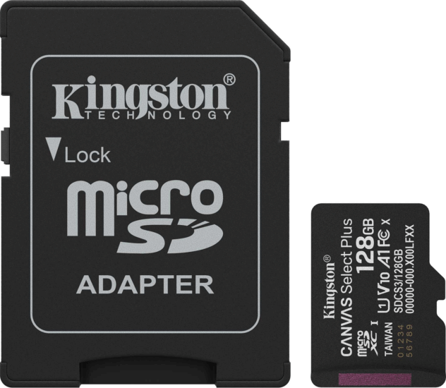 Kingston 128GB MicroSDXC Canvas Celect Plus Gen3 UHS-I Memóriakártya + Adapter