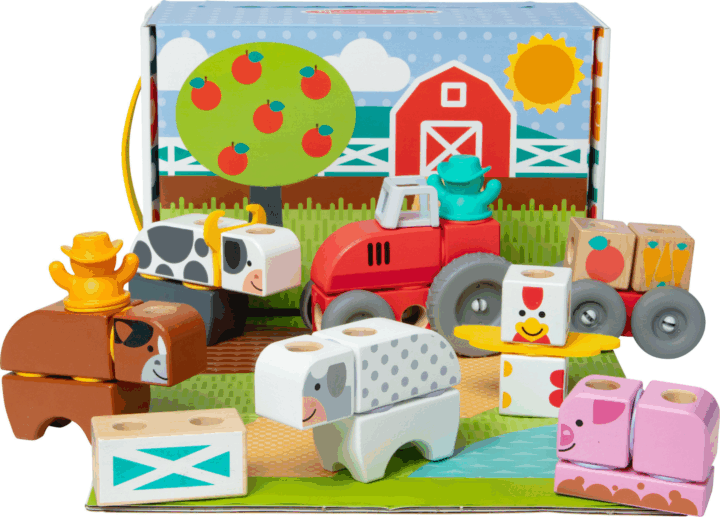 Spin Master 6074894 Melissa & Doug - Blokkokból álló parasztudvar Építőjáték