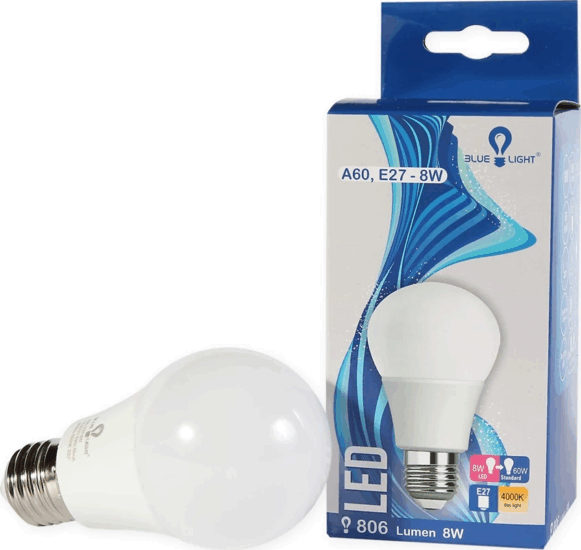 Blue Light LED Gömb izzó 8W 806lm 4000K E27 - Napfény fehér