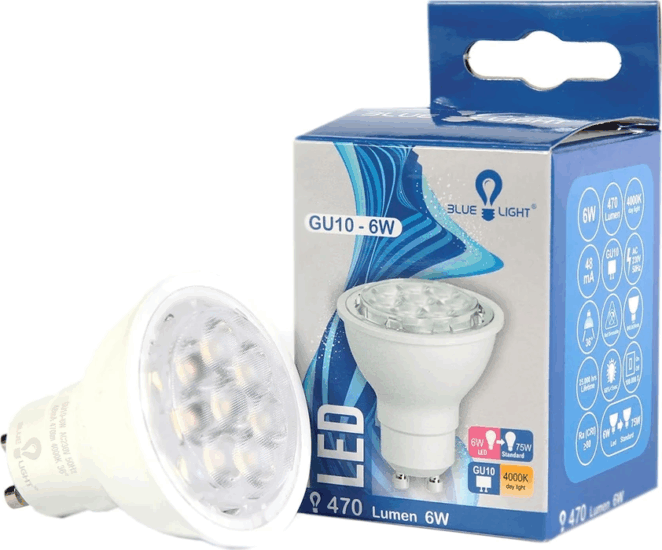 Blue Light LED Spot izzó 6W 470lm 4000K GU10 - Napfény fehér
