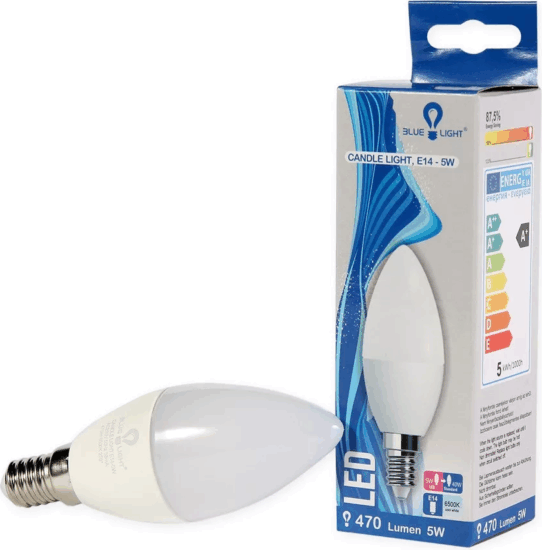 Blue Light LED Gyertya izzó 5W 470lm 6500K E14 - Hideg fehér